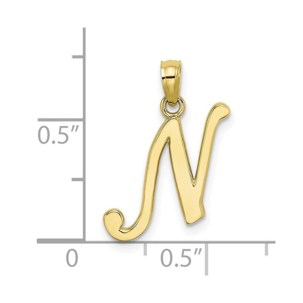 10k Yellow Gold Polished N Script Initial Charm - image 3